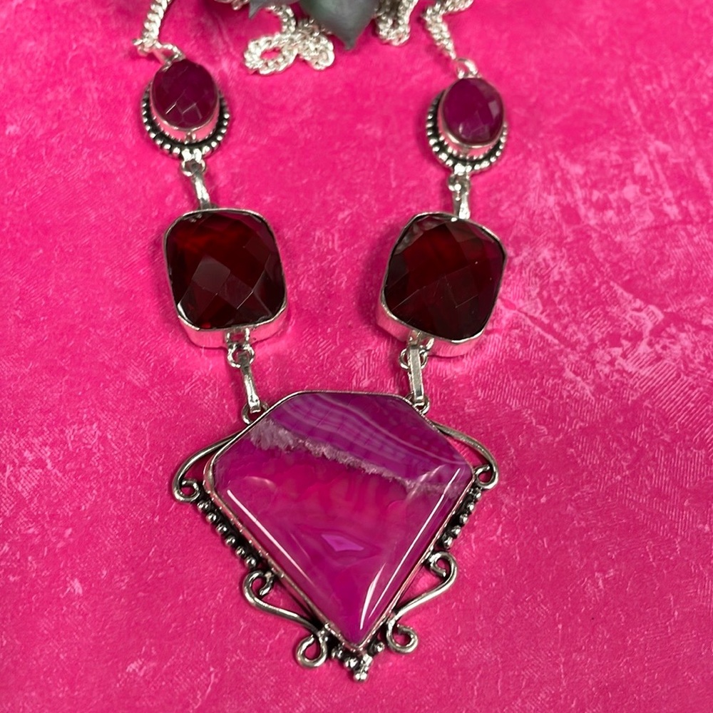 Garnet & Ruby & Agate Necklace - image 3